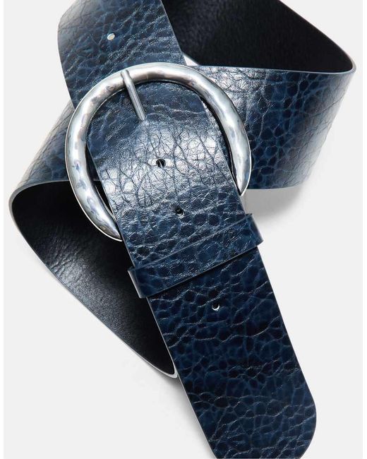 Stradivarius Blue Wide Round Buckle Belt