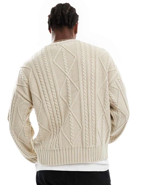 Cotton On Natural Stone Marl Cable Knit Jumper-neutral for men