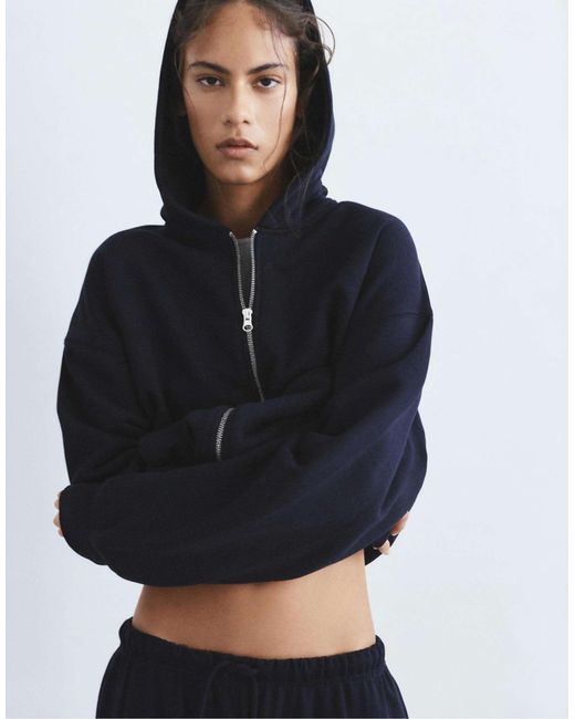 Sweat à capuche avec fermeture éclair Pull&Bear en coloris Blue