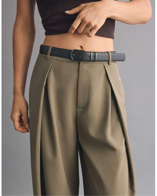 Stradivarius Gray Wide-Leg Darted Trousers With Belt