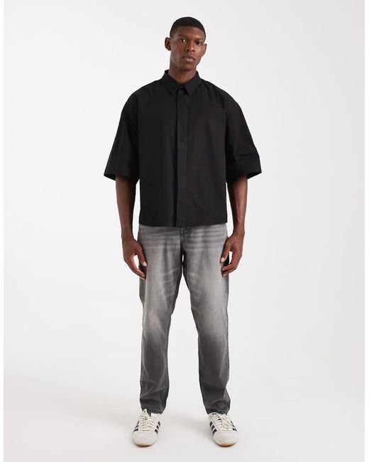 ASOS Black Oversized Poplin Shirt for men