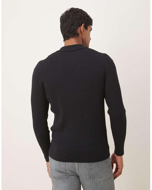 Cardigan A Coste di Mango in Blue da Uomo