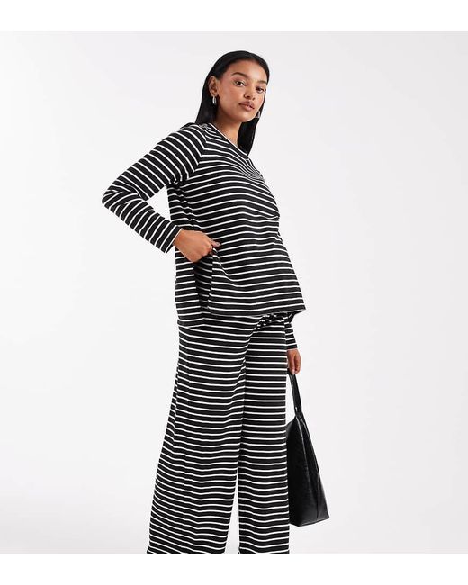 Pantalones Negros Y Blancos A Rayas De Pernera Ancha De Punto Suave De Mamalicious Maternity (Parte De Un Conjunto) Mama.licious de color Blue