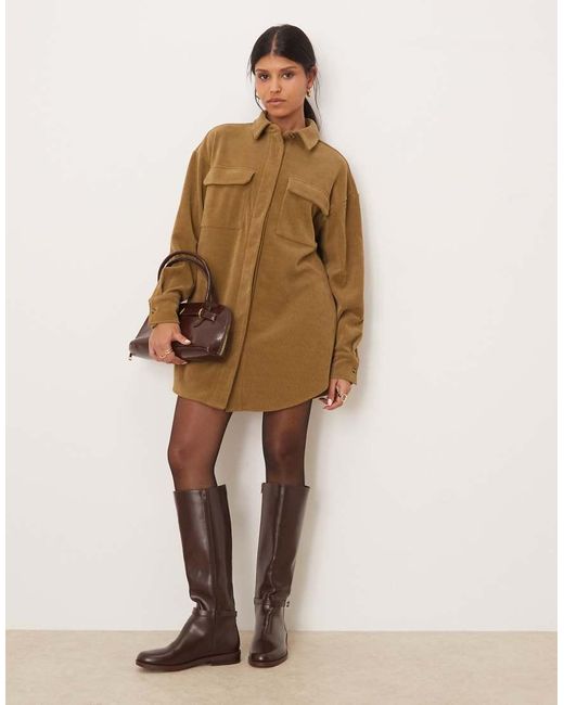 ASOS Natural Cord Utility Shirt Mini Dress
