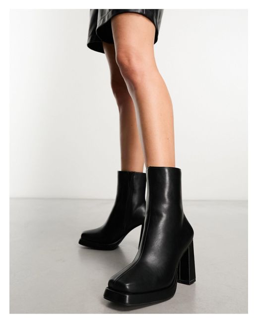 Public Desire Black Patty Heeled Ankle Boots