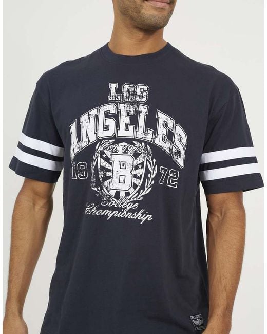 Brave Soul Blue Cotton Jersey Graphic T-Shirt for men