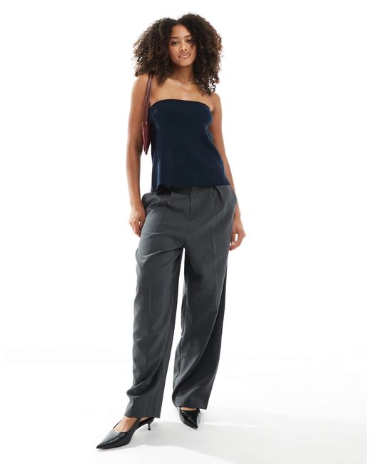 ASOS Blue Knitted Structured Peplum Bandeau Top