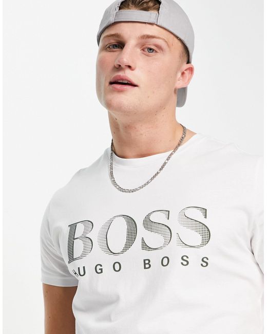BOSS by HUGO BOSS Large Logo Sun Protection T-shirt in White for Men - Lyst