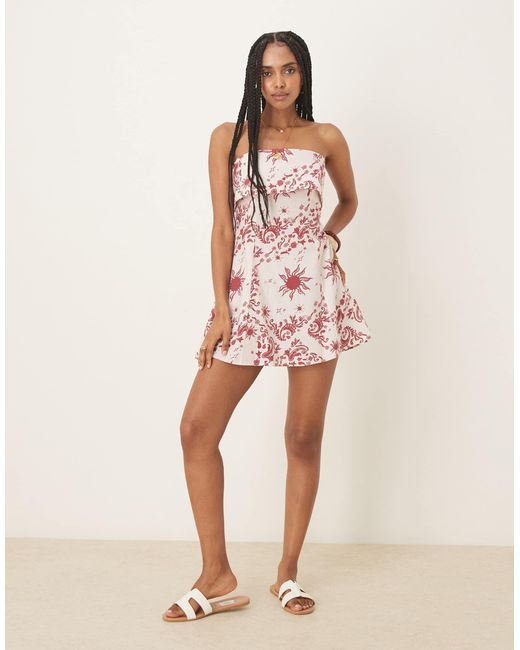 ASOS Pink Fold Over Bandeau Mini Dress
