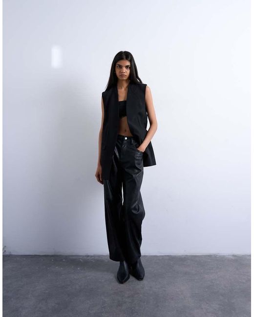 TOPSHOP Black Chuck On Sleeveless Blazer