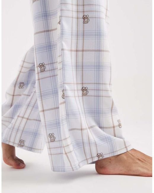 Hollister White baggy Flannel Pyjama Bottoms