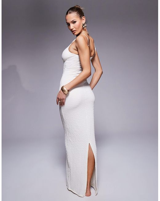 South Beach Gray Gold Hardware Cut Out Maxi Textured Beach Dress