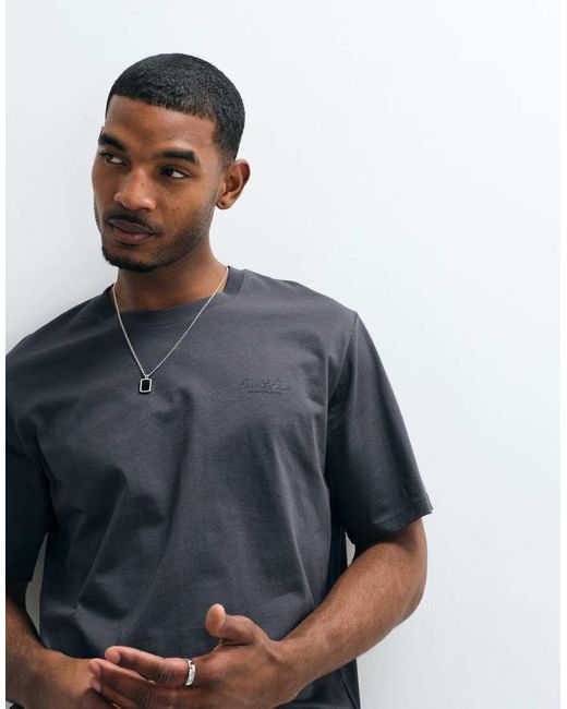 Jack & Jones Blue Script Chest Logo T-shirt for men