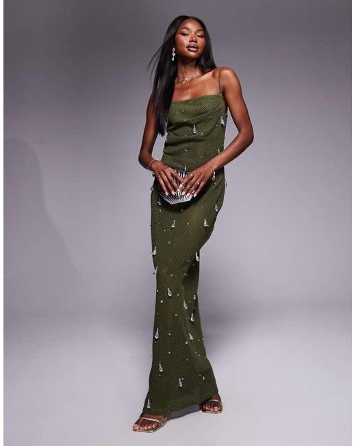 asos green crochet dress GREEN WITH ENVY CROCHET MIDI DRESS IN GREEN – AKIRA