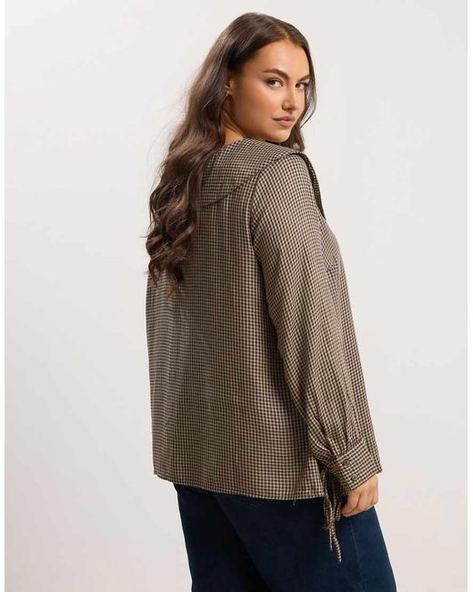 Yours Clothing Brown Collared Check Shirt