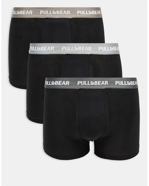 Pull&Bear – 3er-pack boxershorts mit kontrast-bund in Black für Herren