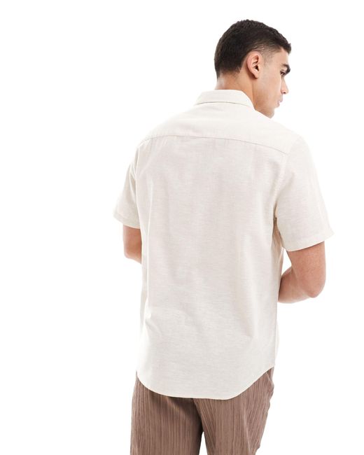ASOS White Smart Linen Shirt With Penny Collar for men