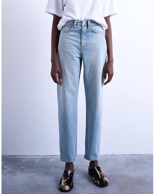 TOPSHOP White Original Mom High Rise Jean