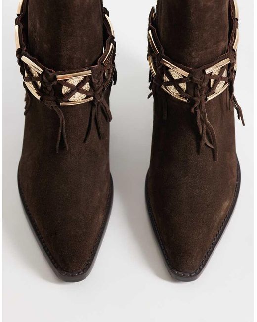 Bronx Brown New-kole Fringe Western Ankle Boots