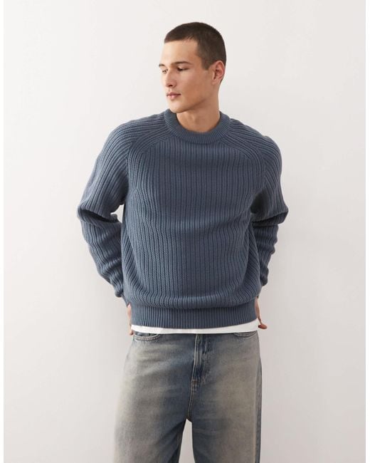 Collusion Blue Knitted Sweat for men