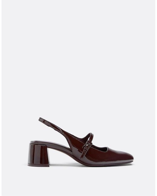Stradivarius Brown Mary Jane Block Heel