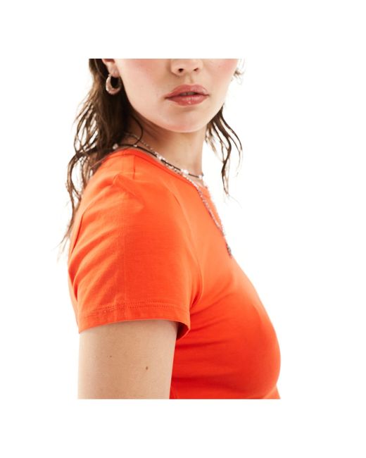 Monki Orange Shrunken Baby T-shirt