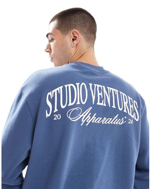 ASOS Blue Oversized Boxy Sweatshirt With Front And Back Print for men