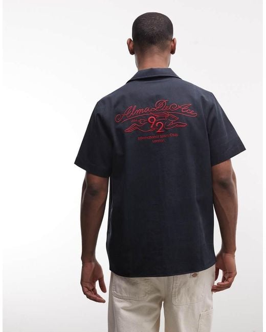 Alma de Ace Blue Logo Shirt With Chest Embroidery for men