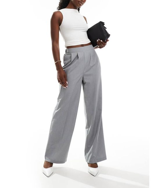 New Look Broek Met Elastische Taille En Wijde Pijpen in het Gray