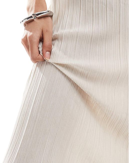 Vero Moda White Plisse Jersey Maxi Dress With Asymmetric Hem