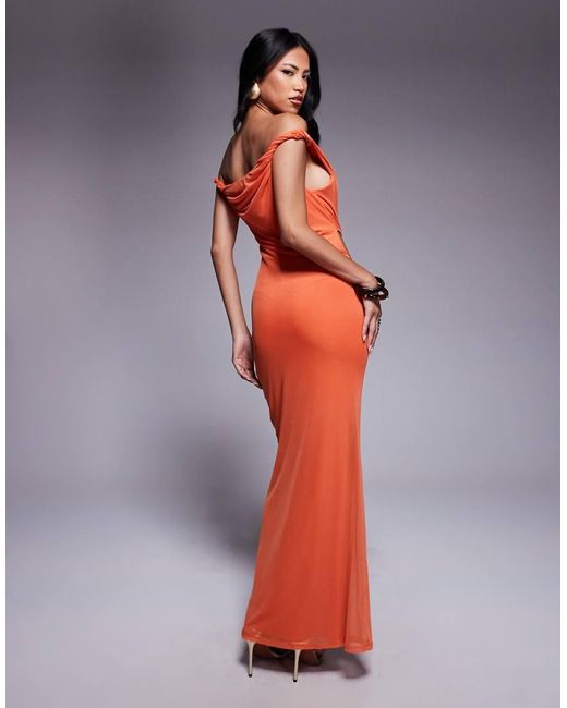 ASOS Red Slinky Maxi Dress With Cut Outs And Twist Detail