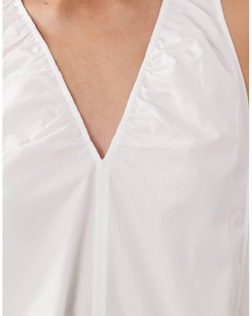ARKET White Pure Cotton Sleeveless V-neck Volume Midi Dress