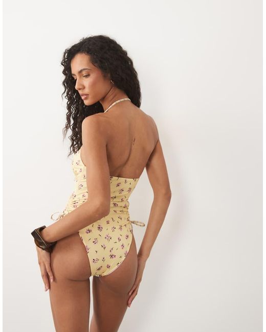 ASOS Yellow Imogen Check Swimsuit