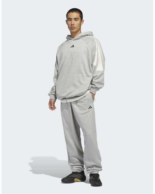 Adidas Originals Gray Adidas Basketball Fleece Joggers (Gender Neutral)