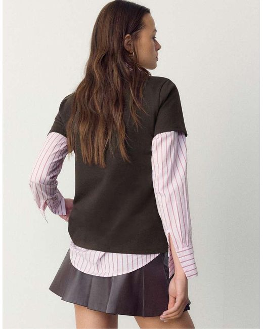 Stradivarius Brown Basic Regular Soft-Touch T-Shirt