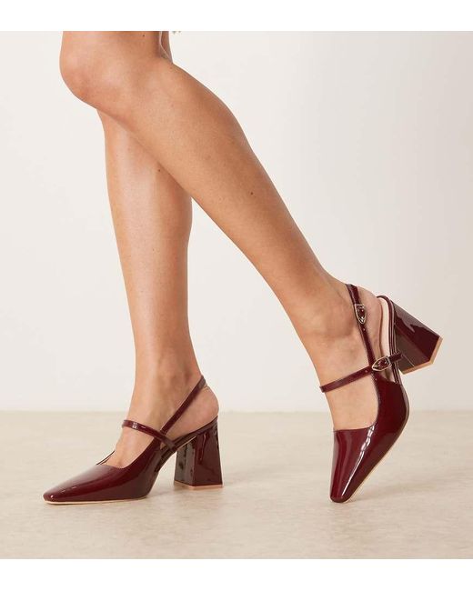 Raid Wide Fit Natural Siya Block Heeled Shoes With Pointed Toe
