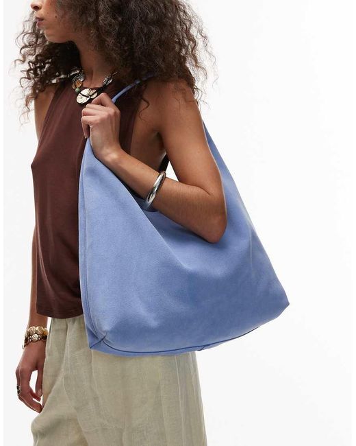 & Other Stories Grote Tote Tas Van Suède in het Blue