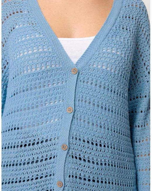 Yours Clothing Blue Pointelle Knit Cardigan
