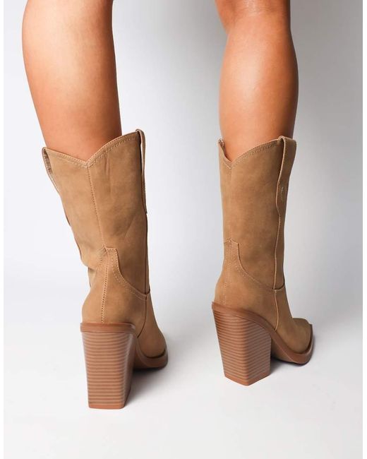 SIMMI Natural Mercy Western Heeled Boots