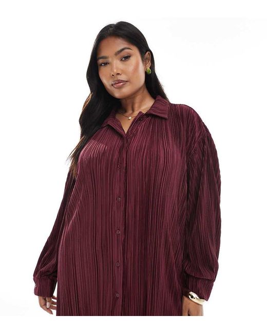 4th & Reckless Red Plisse Colla Button Front Shirt Co-ord