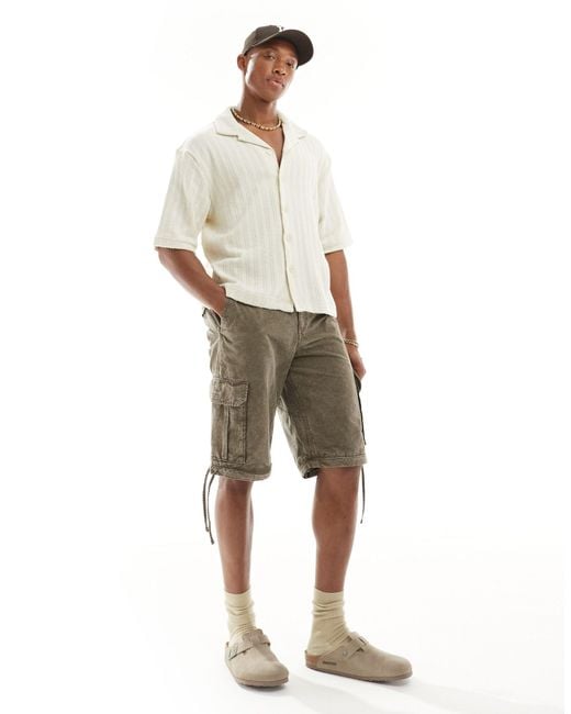 Weekday White Boxy Fit Crochet Resort Shirt for men