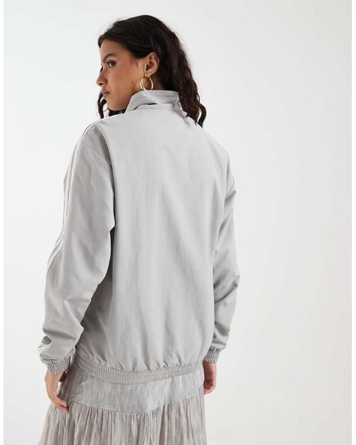 Adidas Originals Gray Firebird Loose Floral Embroidered Track Top