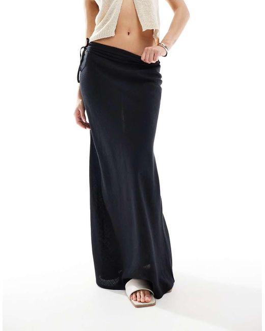 ASOS Black Linen Blend Bias Maxi Skirt