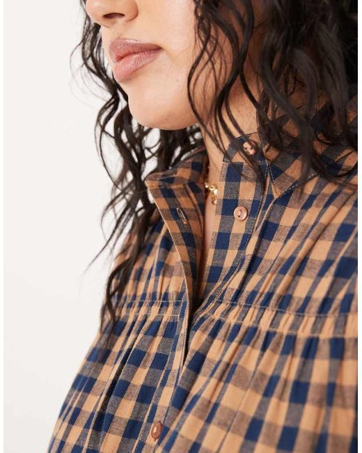 ASOS Brown Asos Design Curve Shirt Mini Dress With Cinched Waist