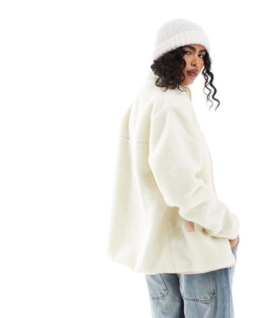 Hunter White Milan Sherpa Jacket With Contrast Lining