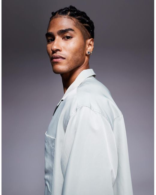 ASOS – langärmliges oversize-hemd in Gray für Herren