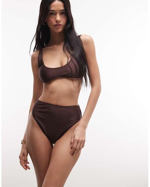 Collusion Brown High Waist Bikini Bottoms