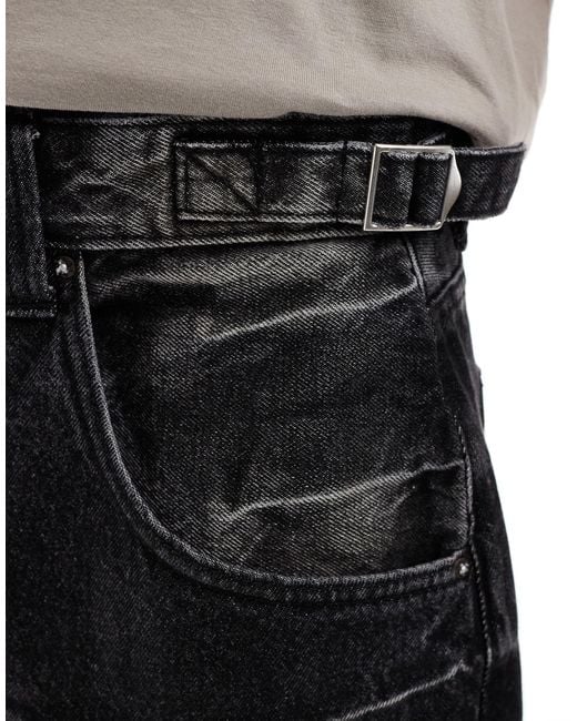 Bershka Black baggy Fit Carpenter Jeans for men