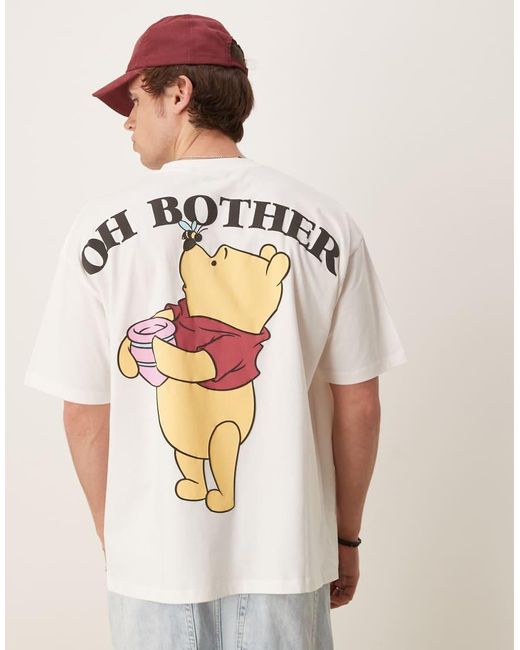 Camiseta Blanca Extragrande Con Estampados De "Winnie The Pooh" De Disney De ASOS de color Natural