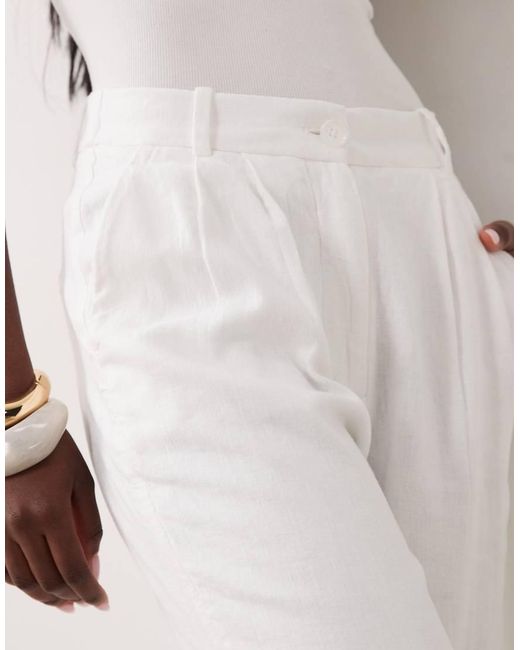 Abercrombie & Fitch Natural Wide Leg Linen Rich Trouser